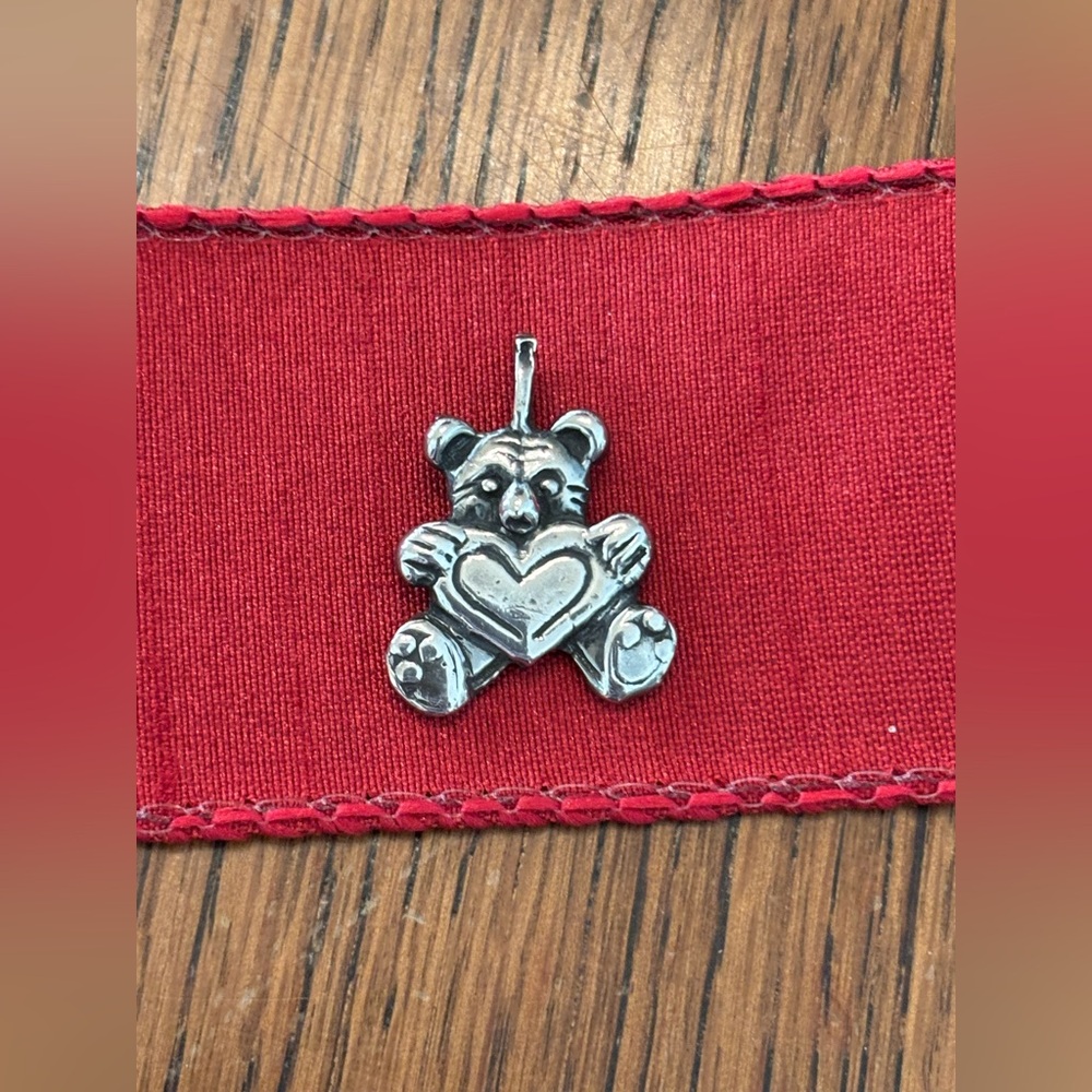 Silver Bear Heart Pendant for Kids